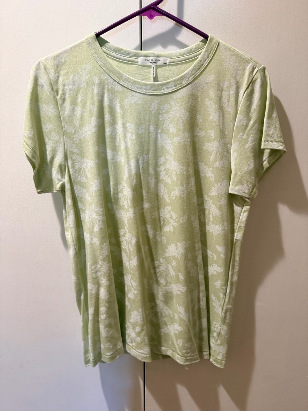 rag & bone Light Green Floral Crew Tee